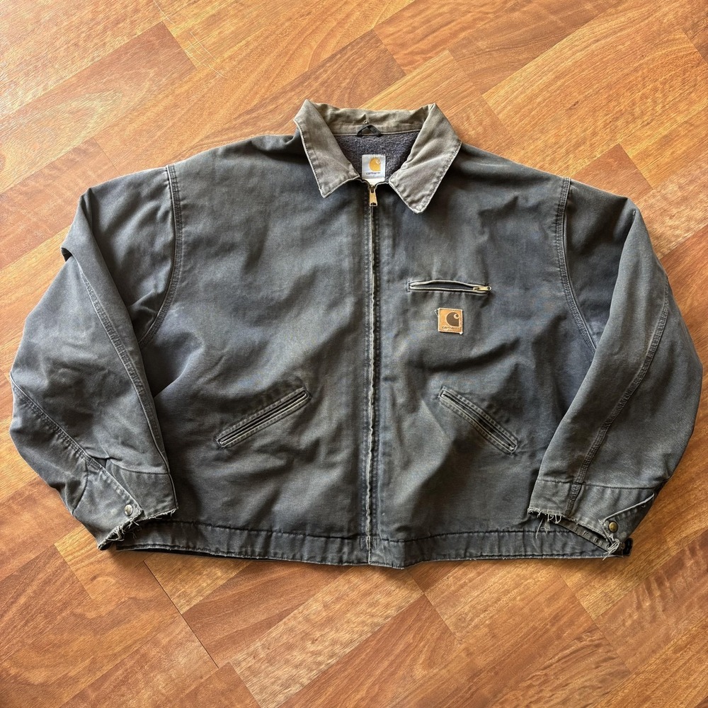 Vintage Carhartt Detroit Jacket Mens 3XL Gray Canvas Full Zip Made In USA J97PTL